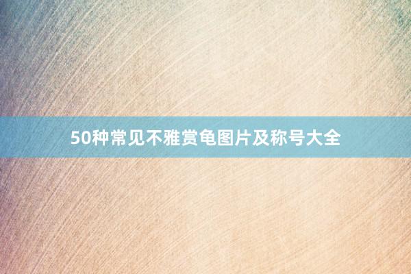 50种常见不雅赏龟图片及称号大全